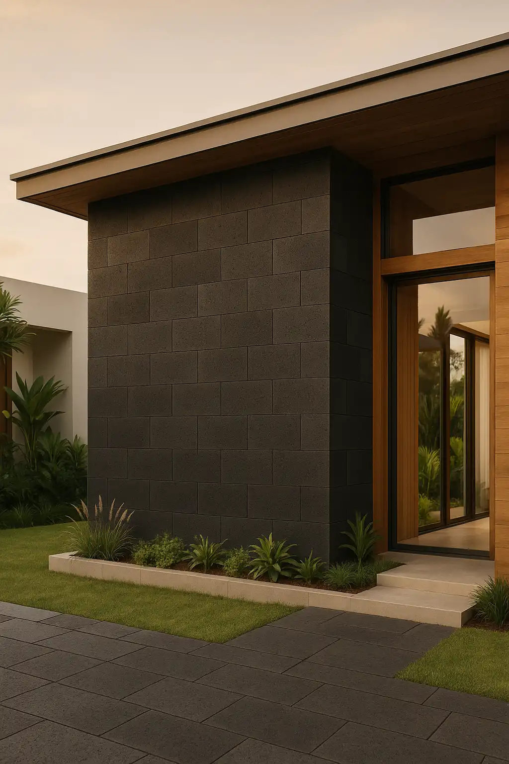 Dinding batu alam wall cladding andesit untuk fasad rumah